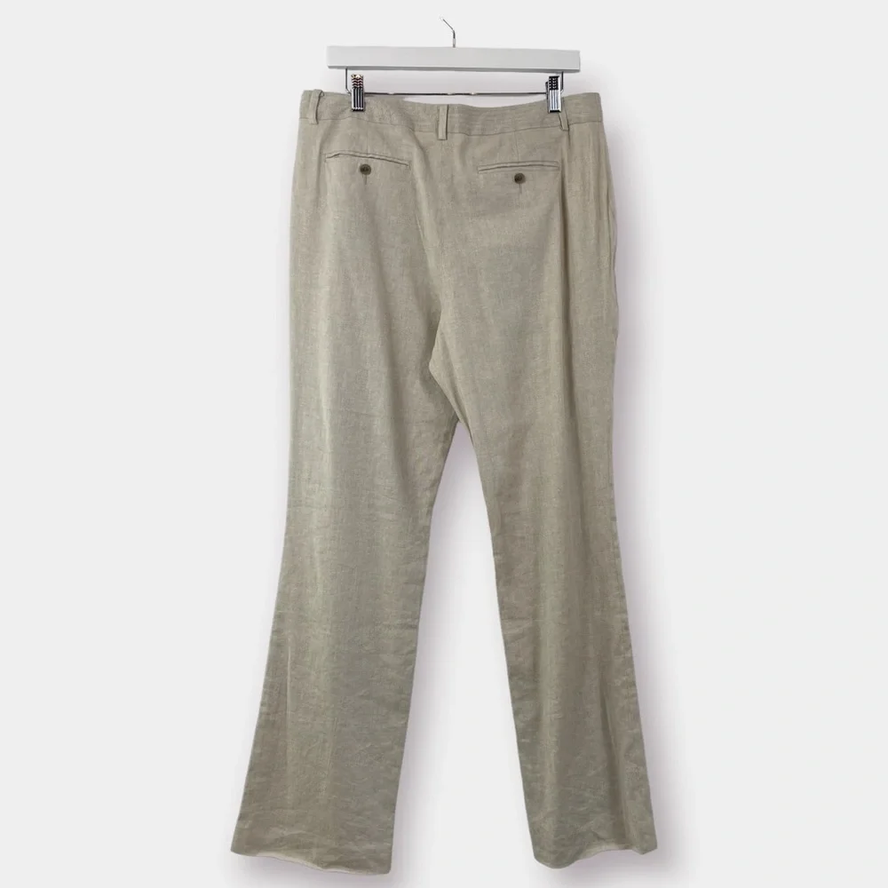 NEW Banana Republic Linen Pants Cream Natural Contour Fit Stretch High …